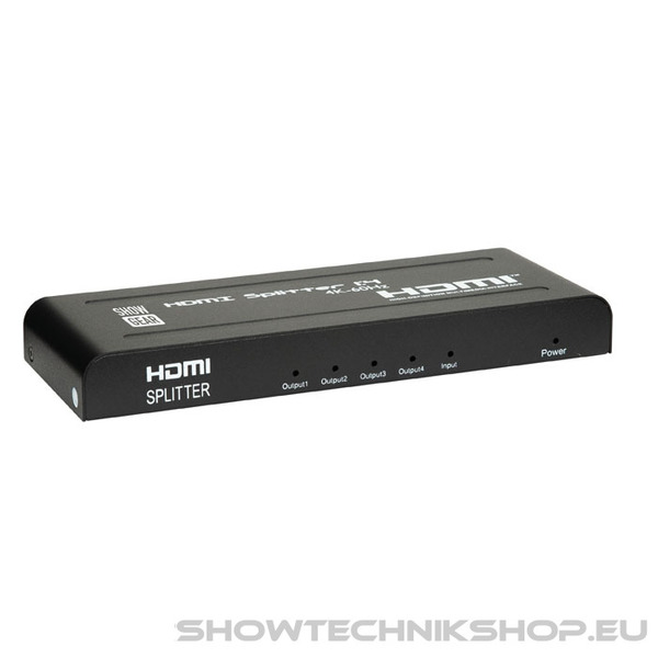 Showgear HDMI 2.0 Splitter 1 in 4 out 1 Eingang, 4 Ausgänge, 4K 60 Hz, 18 Gbit/s