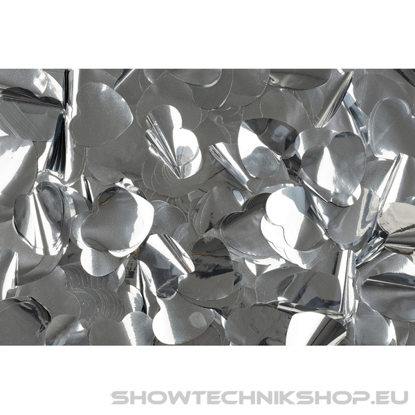 Showgear Metallic Confetti - Hearts Silber, Ø 55 mm, 1 kg, feuerhemmend