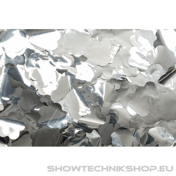 Showgear Metallic Confetti - Flowers Silber, Ø 55 mm, 1 kg, feuerhemmend