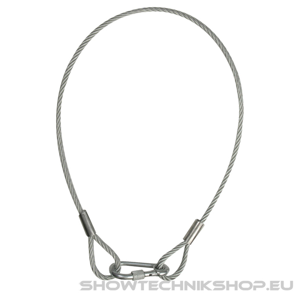 Showgear Safety Cable 6 mm WLL: 60 kg, 75 cm, Silber