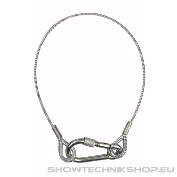 Showgear Safety Cable 4 mm - with Safety Ring WLL: 80 kg - 50 cm - Silber