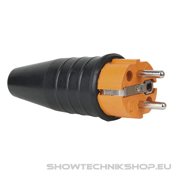 PCE Rubber Schuko Connector Male Orange - 240 V - CEE 7/VII - 16 A