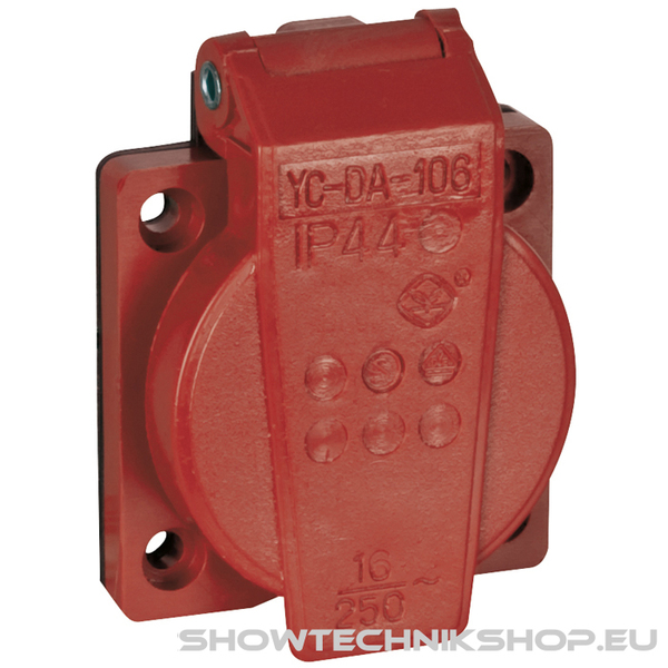 Showgear Chassis connector with cover VDE 16 A - Rot