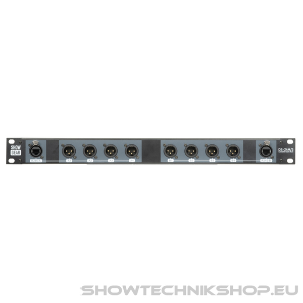 Showgear DS-24M/3 DMX Rack Split 8x 3-pin male XLR auf 2x female RJ45 Konverter (4 Universen pro CAT Kabel)