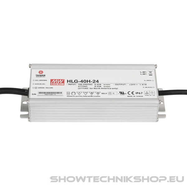 Meanwell LED Power Supply 40 W/24 VDC MEAN WELL HLG-40H-24