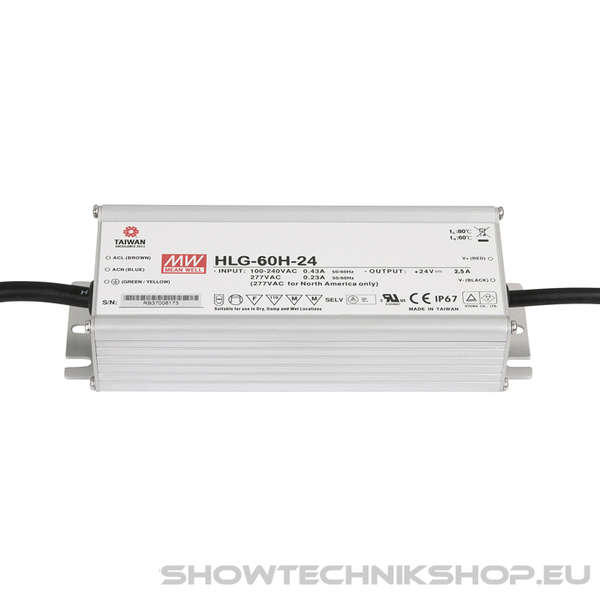 Meanwell LED Power Supply 60 W/24 VDC MEAN WELL HLG-60H-24