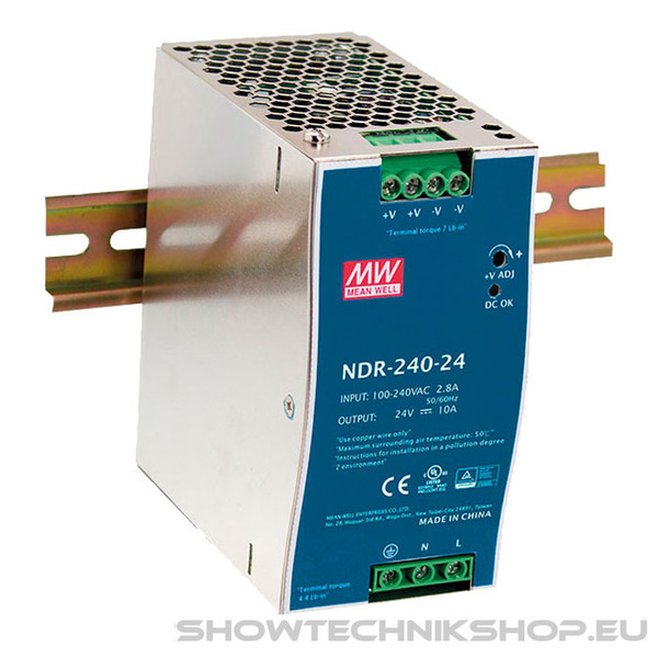 Meanwell DIN Rail Power Supply 240 W/24 VDC Mean Well NDR-240-25