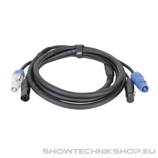 DAP FP21 Hybrid Cable - Power Pro & 5-pin XLR - DMX / Power 1,5 m - schwarze Ummantelung