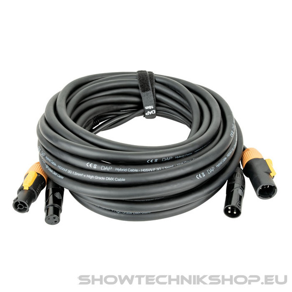 DAP FP22 Hybrid Cable - Power Pro True & 3-pin XLR - DMX / Power 15 m - schwarze Ummantelung