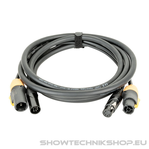 DAP FP23 Hybrid Cable - Power Pro True & 5-pin XLR - DMX / Power 1,5 m - schwarze Ummantelung