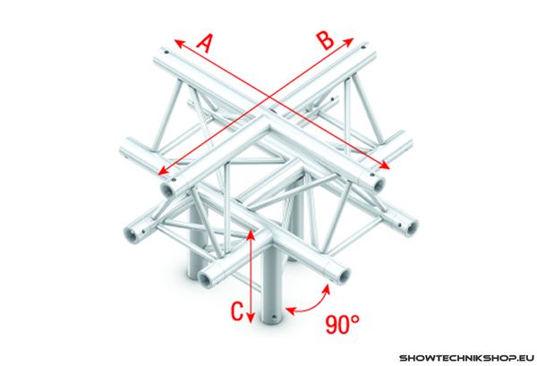 Milos Pro-30 Triangle G Truss - Cross + down 5-way - apex up - 50 cm ACU52sp - 90° corner - silver - G