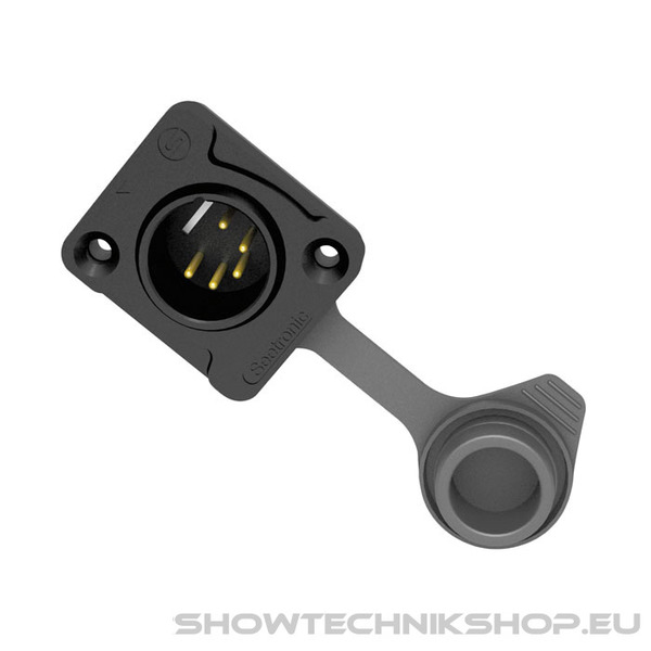 Seetronic XLR 5P Chassis - male - IP65 Goldkontakte - schwarzes Gehäuse