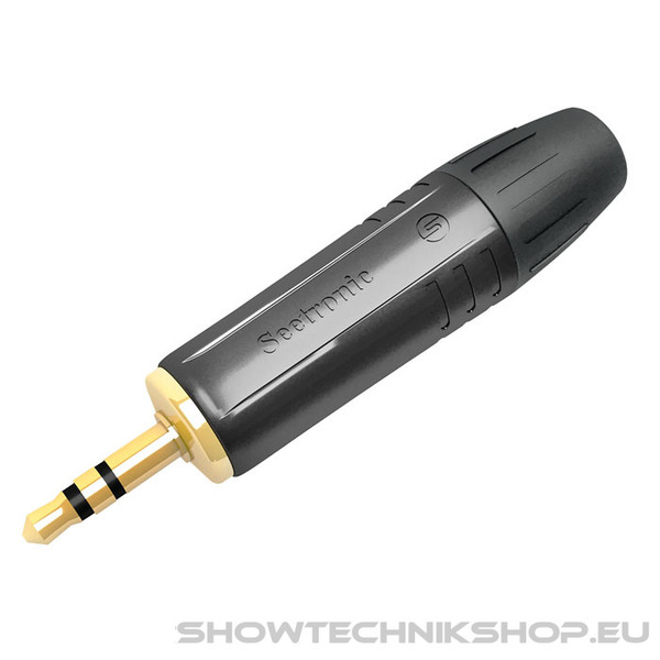 Seetronic Jack Plug 3.5 mm Stereo Vergoldete Kontakte - schwarzes Gehäuse - schwarze Endkappe